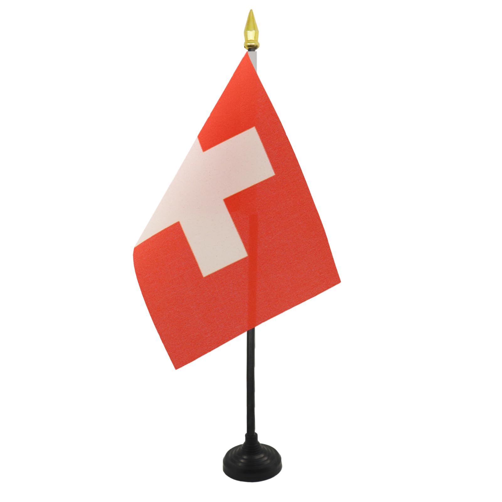 AZ FLAG - Switzerland Table Flag 4'' x 6'' - Swiss Mini Desk Flag 100% Polyester 15 x 10 cm - Office Mini Banner with 10'' Pole - Golden Spear