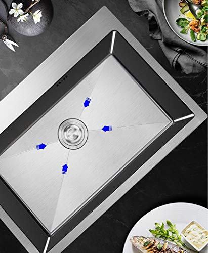 JYHW Küche 304 Edelstahl-Drahtziehen Eindickung Einzelnes Waschbecken Sink Sink 58 × 43cm – Bild 8