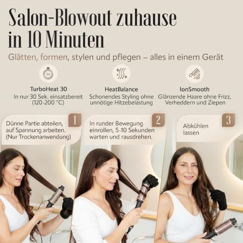 Thermal Brush [Test Winner 1.1] Anti-Frizz Straightening Brush Blowout without Hot Air for All Hair Types - Round Brush Styling Brush Short Hair Curling Brush Heat Brush Thermal Brush Hot Brush 120