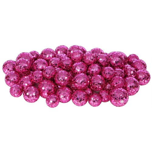 72ct Pink Magenta Sequin and Glitter Christmas Ball Decorations 0.8