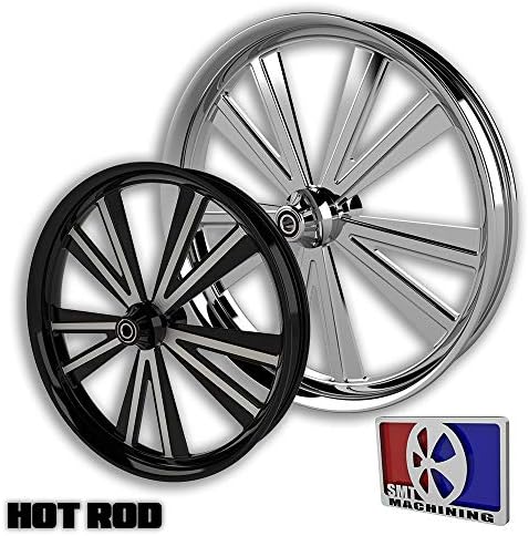 SMT Machining 30 Black Contrast Cut Hot Rod Wheel 2008-2018 Harley Bagger Models 18” Single Floating Rotor & ABS Compensation Bearing