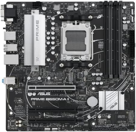 Prime B650M-A II-CSM Micro-ATX Motherboard Comercial, DDR5 6400+(OC), suporte PCIe 5.0 M.2, Realtek 2.5Gb LAN, DisplayPort, VGA, HDMI®, USB 3.2 Gen 2, USB 3.2 Gen 1 Type-C Portas® e BIOS
