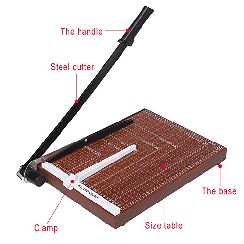 Large Wooden A3-B7 12 Sheets Office Guillotine Paper Cutter and Trimer Professional Office Home Desk Tops Paper Scrap Cutting Machine - Thumbnail 3