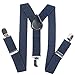 ESUPPORT Kids Y-Style Adjustable Elastic Sturdy Metal Clips PU Leather suspender Navy