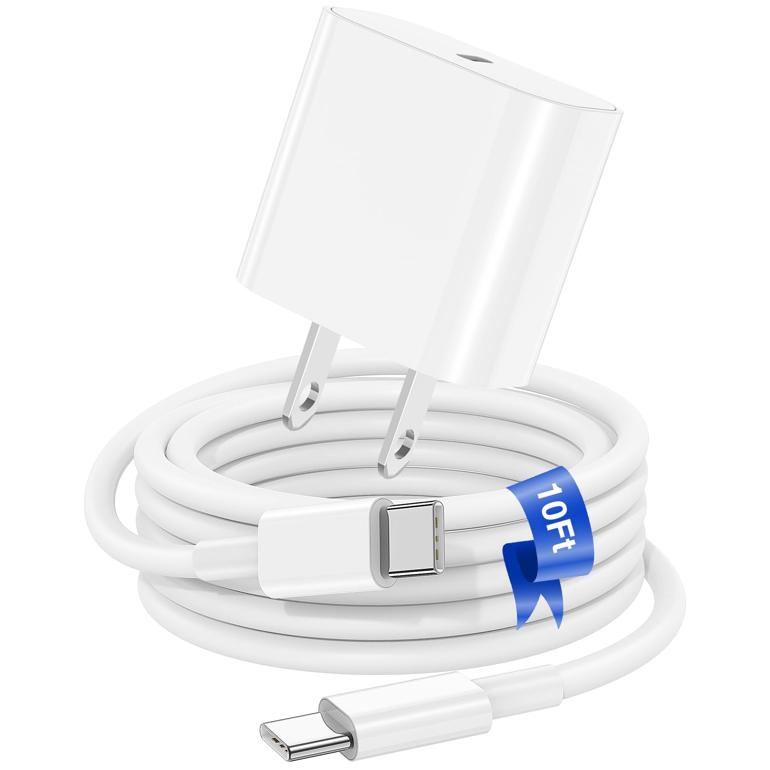 Photo 1 of iPhone 16 15 Fast Charger Block/10ft Type C to C Cable Cord Long, 20W USB C Charging Plug for Apple iPhone 16 Pro Max/16 Plus/15 Pro Max,iPad 12.9/11 inch 4/3th/Air/Mini,Wall Power Adapter Cube Brick