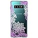 Casetego Compatible Galaxy S10 Plus Case,Clear Soft Flexible TPU Case Rubber Silicone Skin with Flowers Floral Printed Back Cover for Samsung Galaxy S10 Plus,Purple Flower