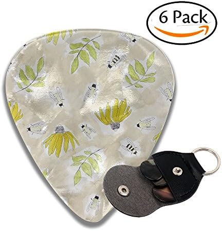 Diswpi Plectrum Celluloid Guitar Picks Leaves Cicada Pattern 351 Shape 0.46 Mm 0.71 Mm 0.96 Mm Light/Thin Medium Heavy For Electric Guitar Acoustic Guitar Mandolin Bass 6 Pack