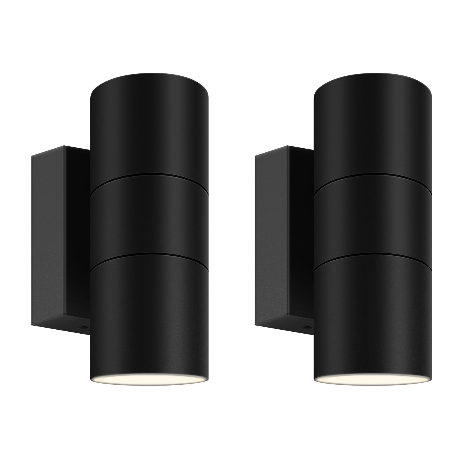 Kerry Outdoor Wall Lights, IP65 Waterproof Up Down Outside Lighting Mains Powered with Push Connector, Black Stainless Steel Wall Sconce, External Wall Mount Lamp for Front Door - 2 Pack (Bulb Excl.) — image 1