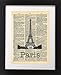 Eiffel Tower Paris France Vintage Dictionary Print 8x10 inch Home Vintage Art Abstract Prints Wall Art for Home Decor Wall Decorations For Living Room Bedroom Office Ready-to-Frame