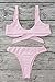 ESONLAR Pink Front Knotted Active Crop Top High Waist Bikini Beachwear for Women L