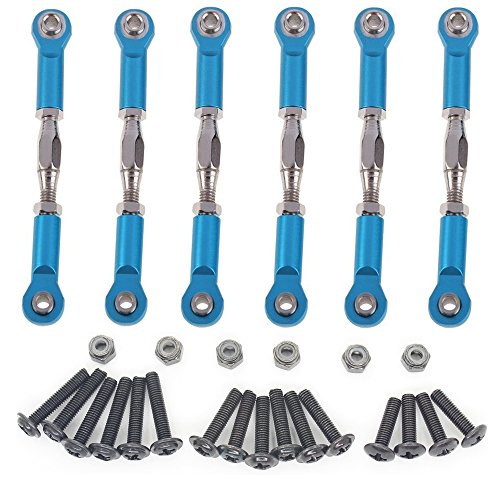 Hobbypark 6pcs 166617 Aluminum Turnbuckle w/ machined Rod ends Blue For 1/10 Redcat Volcano EPX / Pro Upgrade Parts Monster Truck HSP BRONTOSAURUS 94111 Replacement