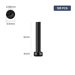 BNUOK 120pcs M3 x 6mm Hex Socket Head Cap Screws
