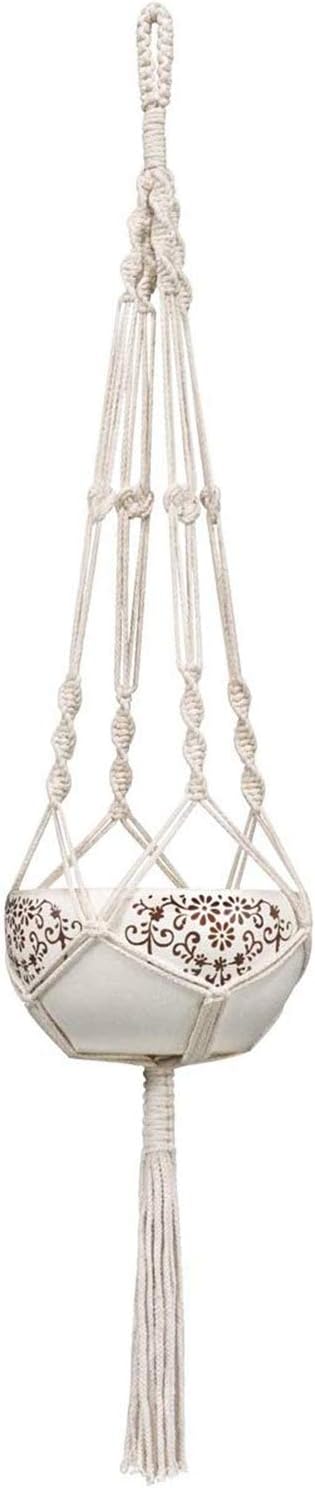 Mkono Macrame Plant Hanger Indoor Outdoor Hanging Planter Basket Cotton Rope 4 Legs 41 Inch: Garden & Outdoor