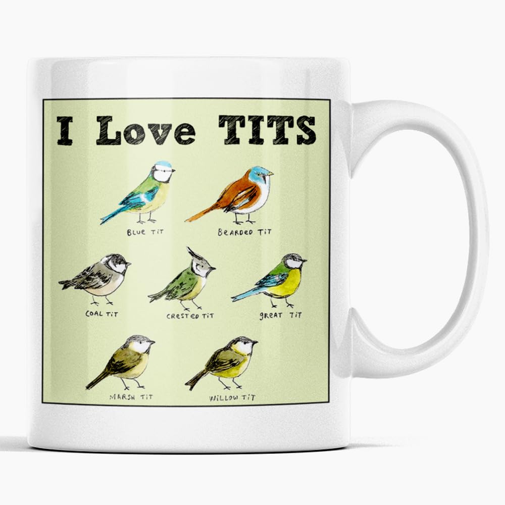 Bagamug I Love Tits New Quick and Easy Funny Joke Office Ceramic Tea and Coffee Bird Watching Mug