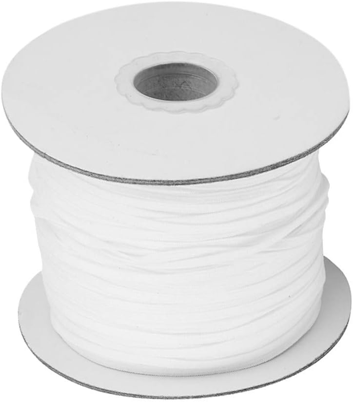 OhradWord 200Yards Length 1/8" Width Sewing Elastic Band, Braided Elastic Cord - Elastic Band - Elastic Rope - Bungee - Heavy Stretch High Elastic Knit Spool (WT, 1/8")