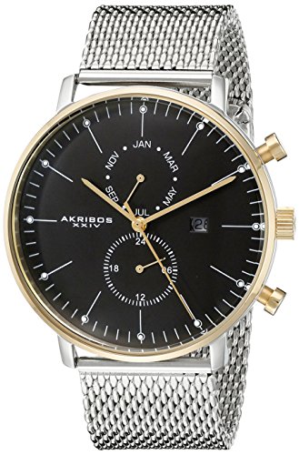 Akribos XXIV Men's AK685SSG Silver-Tone Stainless Steel Watch