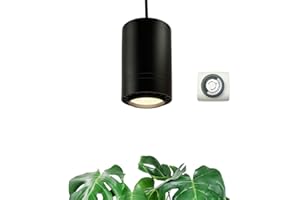 VALIKIY Hanging Grow Light 40W Large, Full Spectrum Warm White Color, with Timer, Plug-in Pendant Grow Lights with 15FT Fabric Power Cord, Decorative Light for Indoor Plants, Flowers