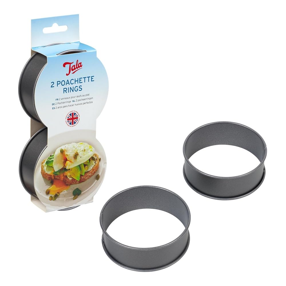 Tala Non-stick Poachette Egg Rings, Ideal for Poaching and Frying Eggs and can be used for Crumpets & Yorkshire Puddings, Set of 2, Made in Britain., Silver — image 1