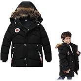 XIFAMNIY Boys Down Jacket Fur Collar Hood Thick Warm Winter Coat Parka Padded Outerwear 3-6T…