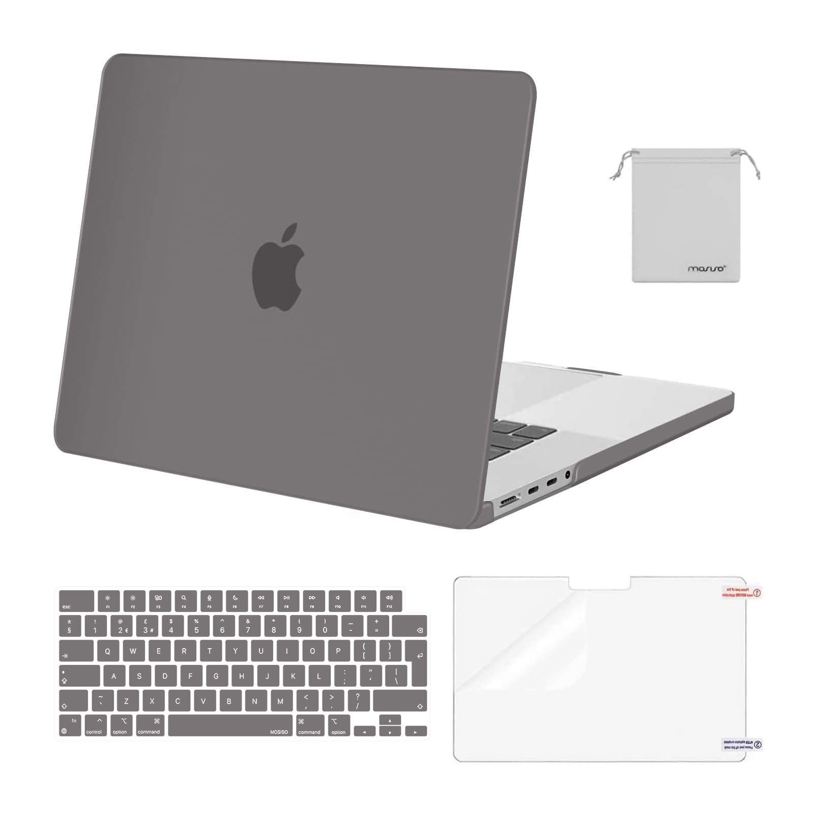 MOSISO Compatible with MacBook Pro 16 inch Case 2026-2021 M5 M4 M3 M2 M1 A3429 A3428 A3403 A3186 A2991 A2780 A2485 Pro Max, Plastic Hard Shell Cover&KeyboardSkin&Screen Protector&Pouch, Gray