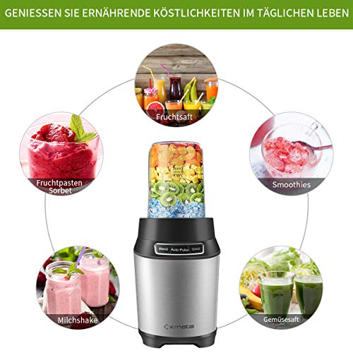 Exmate Standmixer Smoothie Maker, Elektro-Entsafter-Mühle mit Zwei BPA-FREIEN Flaschen,3 Modi,6 Edelstahlklingen,für… – Bild 7