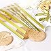 ADIDO EVA Cellophane Bags Gold with Ties for Treat Cookie Candy Party Favors (10 x 6 x 2.3 inch Striped and Polka Dots 100CT)