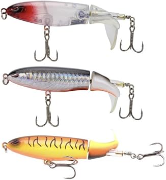 Amazon トップウォータールアー３色セット プロップ音 シーバス バス ナマズ 水面直下 海水 淡水対応 貫通抜群フック ノーブランド品 ルアー