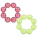 Nuby IcyBite Soother Ring Teether, 2 Count (Green/Pink)