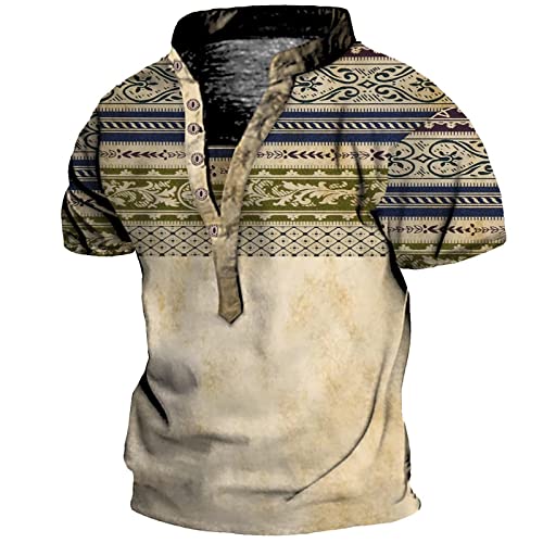 Mens Casual Crewneck Tops 2023 Fashion Henley