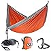 WINNER OUTFITTERS Single Camping Hammock with Tree Straps - Lightweight Nylon Portable Hammock, Best Parachute Double Hammock for Backpacking, Camping, Travel, Beach, Yard Orange/Grey, 55