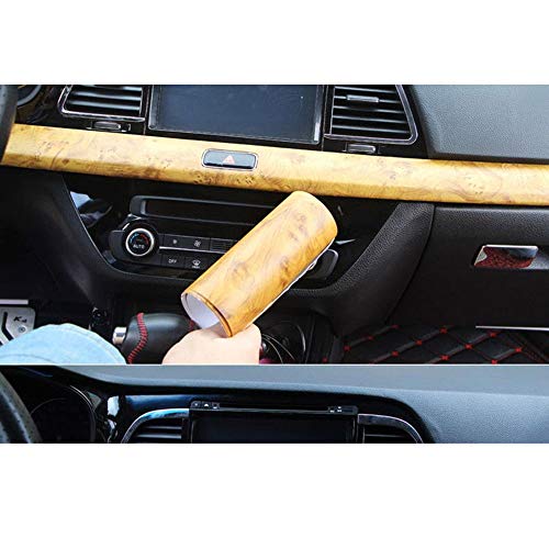 HOHOFILM High Gloss Wood Grain Textured Wrap Vinyl Sticker Wall Paper Film Decal Car Interior Furniture Office,124cmx30cm