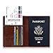 Fintie Passport Holder Travel Wallet - Premium Vegan Leather RFID Blocking Case Cover - Securely Holds Passport, Business Cards, Credit Cards, Boarding Passes, Brown