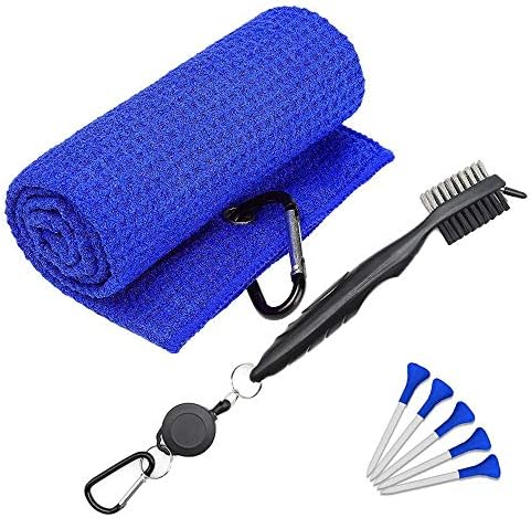 KakuFunny Golf Towel with Microfiber Waffle Pattern (24″ X 16″), Golf Brush Tool Kit and Club Groove Cleaner Brush,Golf Accessories 3-1/4 inch Golf Tees Pack of 5,3 in 1 Golf Cleaning Kit KakuFunny Golf Towel with Microfiber Waffle Pattern (24″ X 16″), Golf Brush Tool Kit and Club Groove Cleaner Brush,Golf Accessories 3-1/4 inch Golf Tees Pack of 5,3 in 1 Golf Cleaning Kit