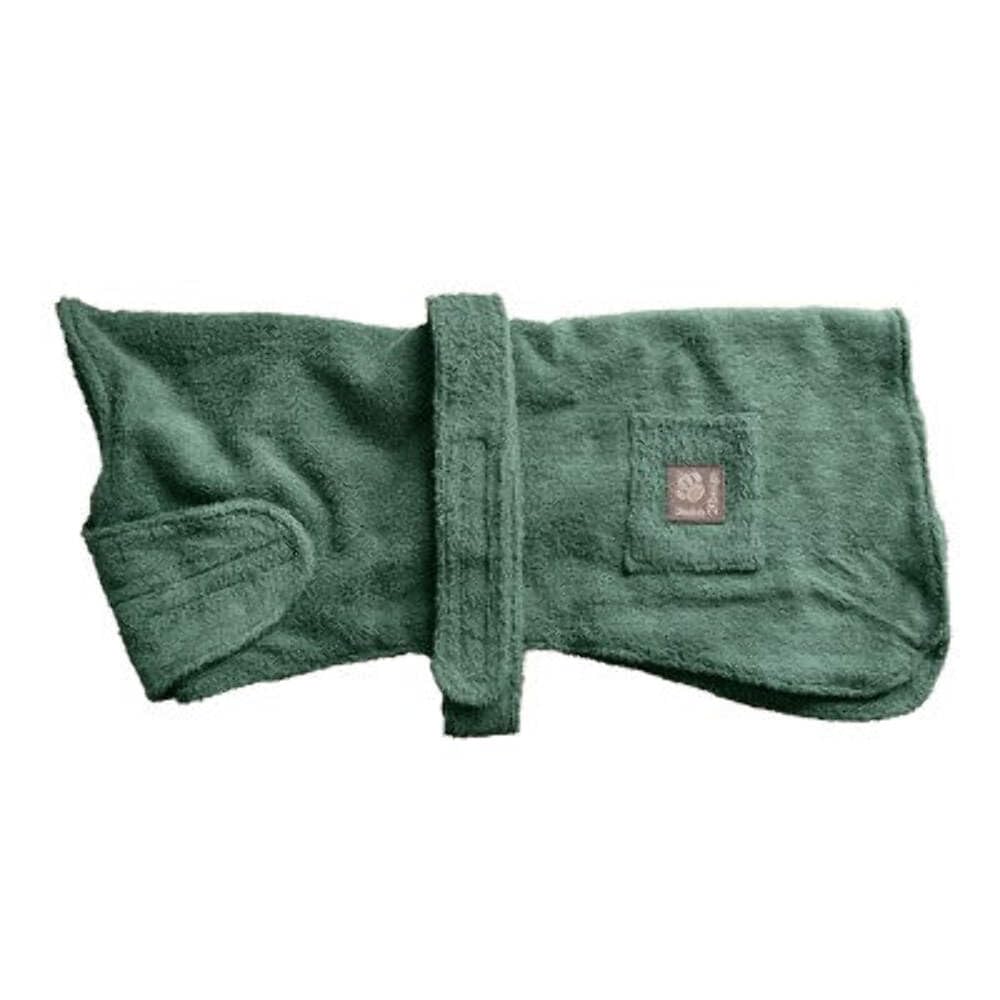Danish Design Green Cotton Adjustable Velcro Towelling Dog/Puppy Robe 16 Inch