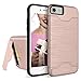 Teelevo Wallet Case for iPhone 7 / iPhone 8 - Dual Layer Shock Absorbent Case with Card Slot Holder and Kickstand for Apple iPhone 7 (2016) / iPhone 8 (2017) - Rose Gold