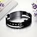 MOWOM Silver Tone Black Stainless Steel Rubber Bracelet Bangle Cuff Greek Adjustable