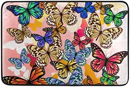 Jin Xiaodong Country Garden Floral Flowers Butterfly Doormats Floor Mats Shoe Scraper for Home Indoor Entrance Way Front Door 23.6 by 15.7 Inches 40 x 60 cm