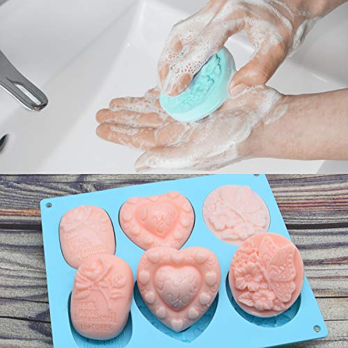 Helpcook 3 Pack Silicone Soap Molds,6 Cavities Soap Making Molds,Mixed