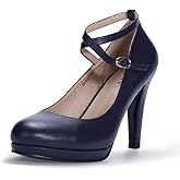 IDIFU Women's Tracy Platform High Heels Closed Toe Pumps Strappy Cross Ankle Strap Shoes for Casual Work Wedding