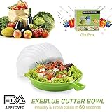 Salad Cutter Bowl Cuts Fruit or Vegetables in 60 Seconds - Dual Use Chopper(Green)