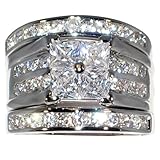 Contemporary 2.46 Ct. Cubic Zirconia Cz 3 Pc. Engagement Bridal Wedding Ring Set (8)