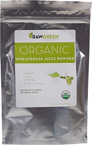 Raw Green Organics - Organic Wheatgrass Juice Powder - All Natural Powder Rich in Vitamin C - 4 oz. (112 Grams)