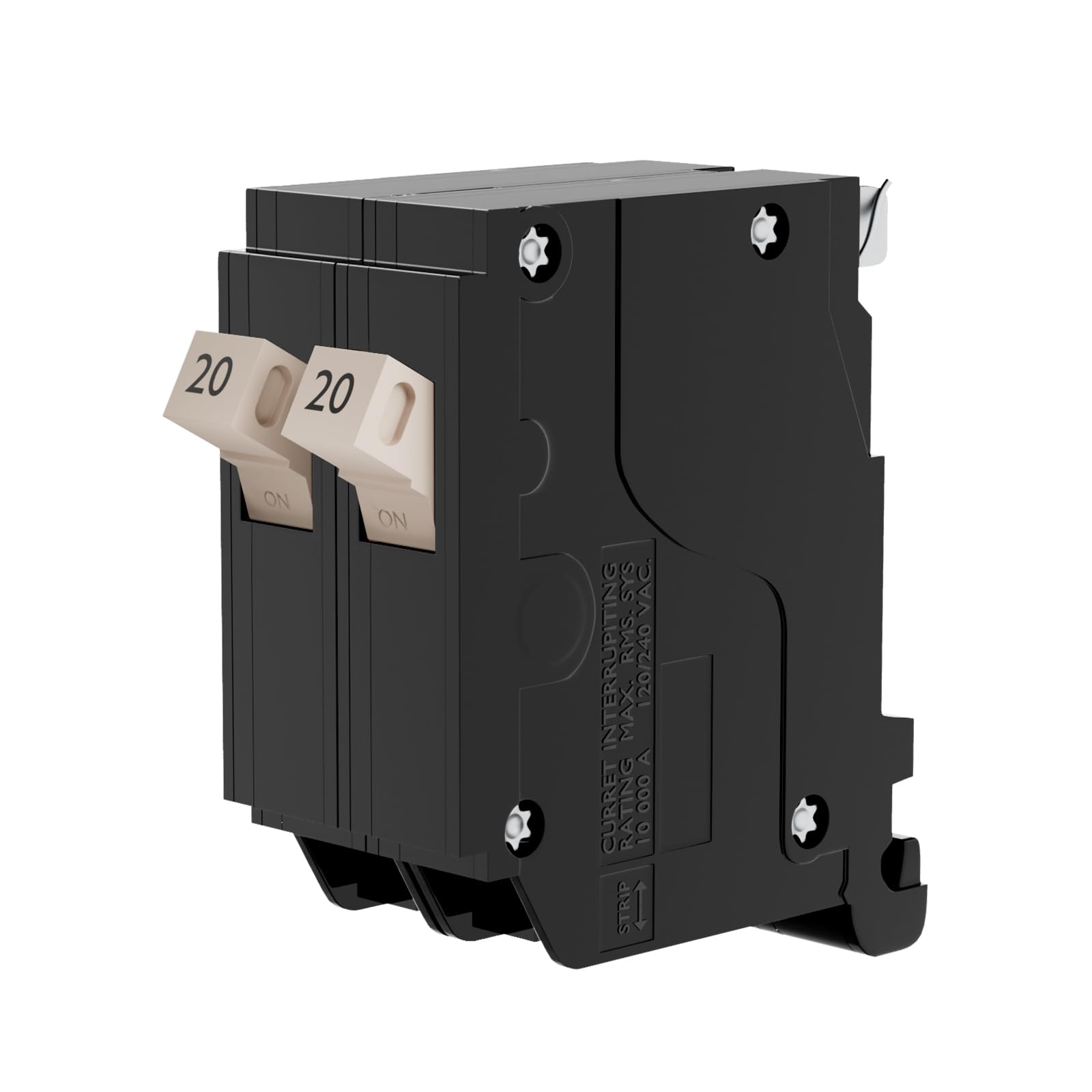 Photo 1 of 2Pcs 20 Amp 1Pole Miniature Circuit Breaker, 120/240 VAC, Single Pole Electrical Protection for Commercial and Industrial Use, 10kAIC, Black