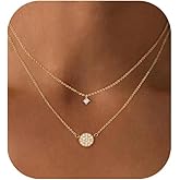 Layered Necklaces for Women,Dainty 14k Gold Plated Choker Necklace Stack Trendy Simple Diamond Pendant Necklace Set for Women Non Tarnish Cute Layering Cubic Zirconia Necklace Fashion Waterproof Jewelry for Women