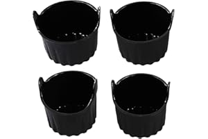 Silicone Air Fryer Baking Ramekins Set with Lift Handles Nonstick Reusable Molds for Eggs Muffins Cupcakes Puddings Tarts Cus