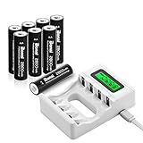 BONAI 4 Bay LCD Smart Individual AA AAA Rechargeable Battery Charger with 8 Pack 2800mAh AA Rechargeable Batteries