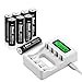 BONAI 4 Bay LCD Smart Individual AA AAA Rechargeable Battery Charger with 8 Pack 2800mAh AA Rechargeable Batteries