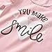 3Pcs Baby Girl Clothes Long Sleeve Letter You Make Me Smile Tops Geometric Pants and Headband Outfit Set (12-18 Months)