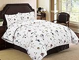 Tribeca Living Flannel Floral Garden Printed 170 GSM Duvet Cover Set, King/California King