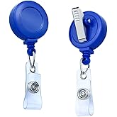 12 Pack Bulk-Retractable ID Badge Holder Reels with 360 Swivel Alligator Clip & Reinforced Vinyl Strap-Great for Name Tag Card Holder Office Workers School Hospital D.I.Y Crafts (Blue) by BETOOM
